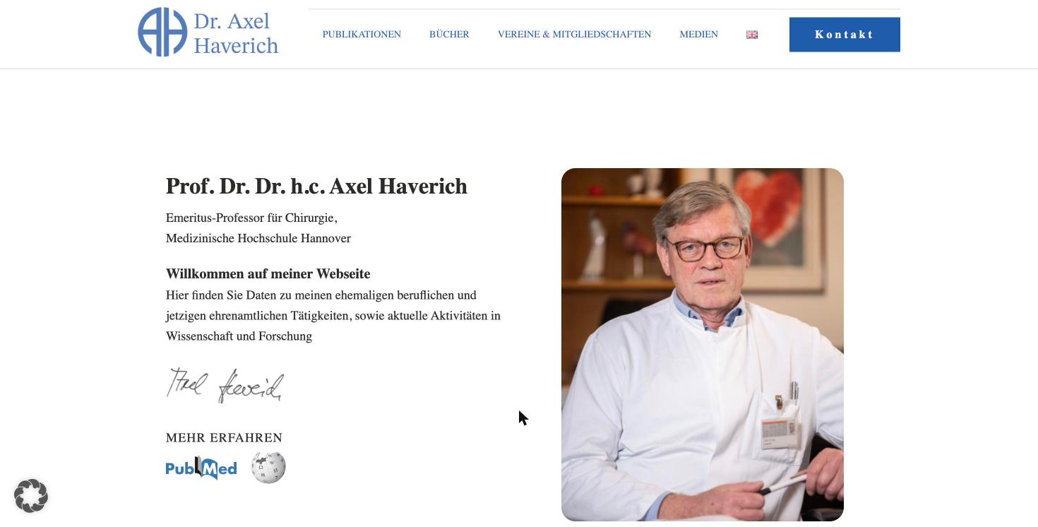 Website von Prof. Dr. Dr. h.c. Axel Haverich