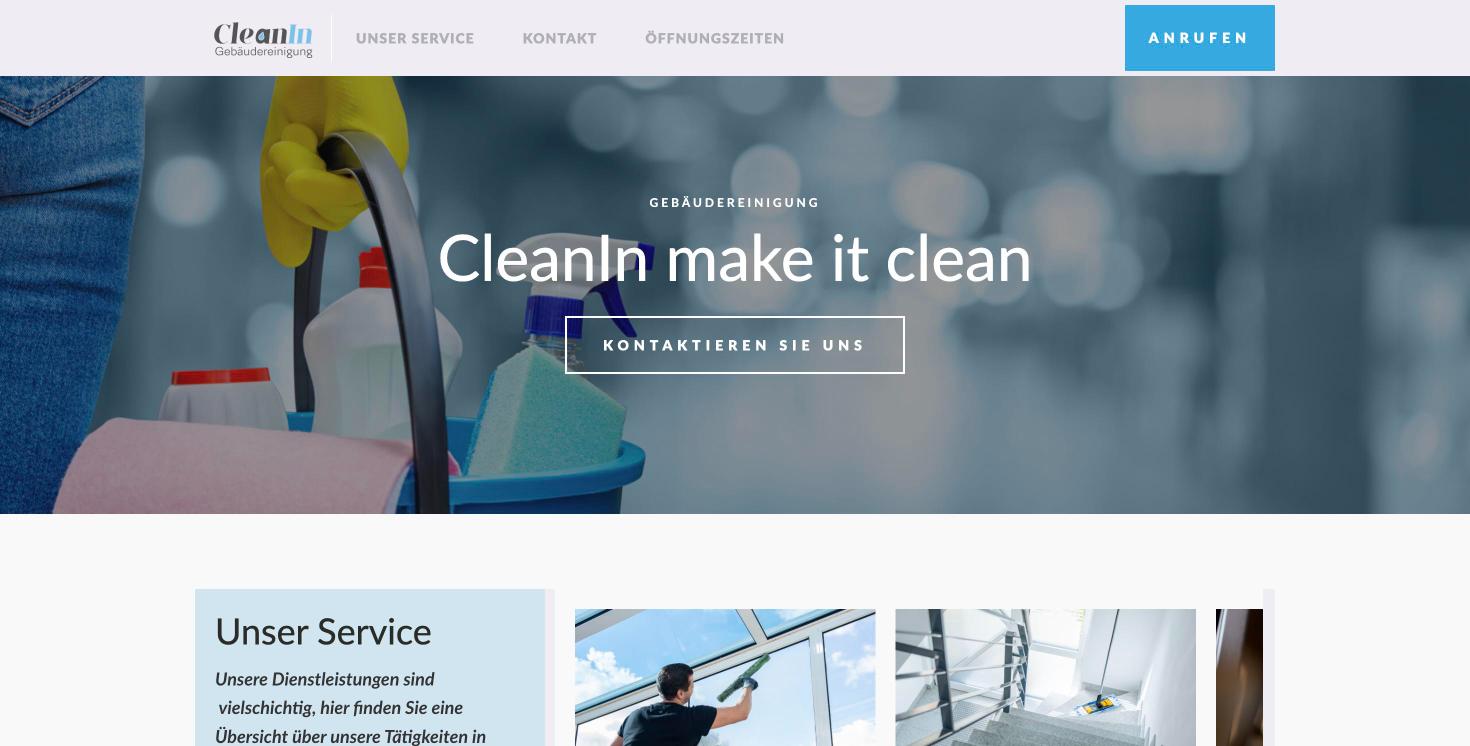 Website von CleanIn Gebäudereinigung