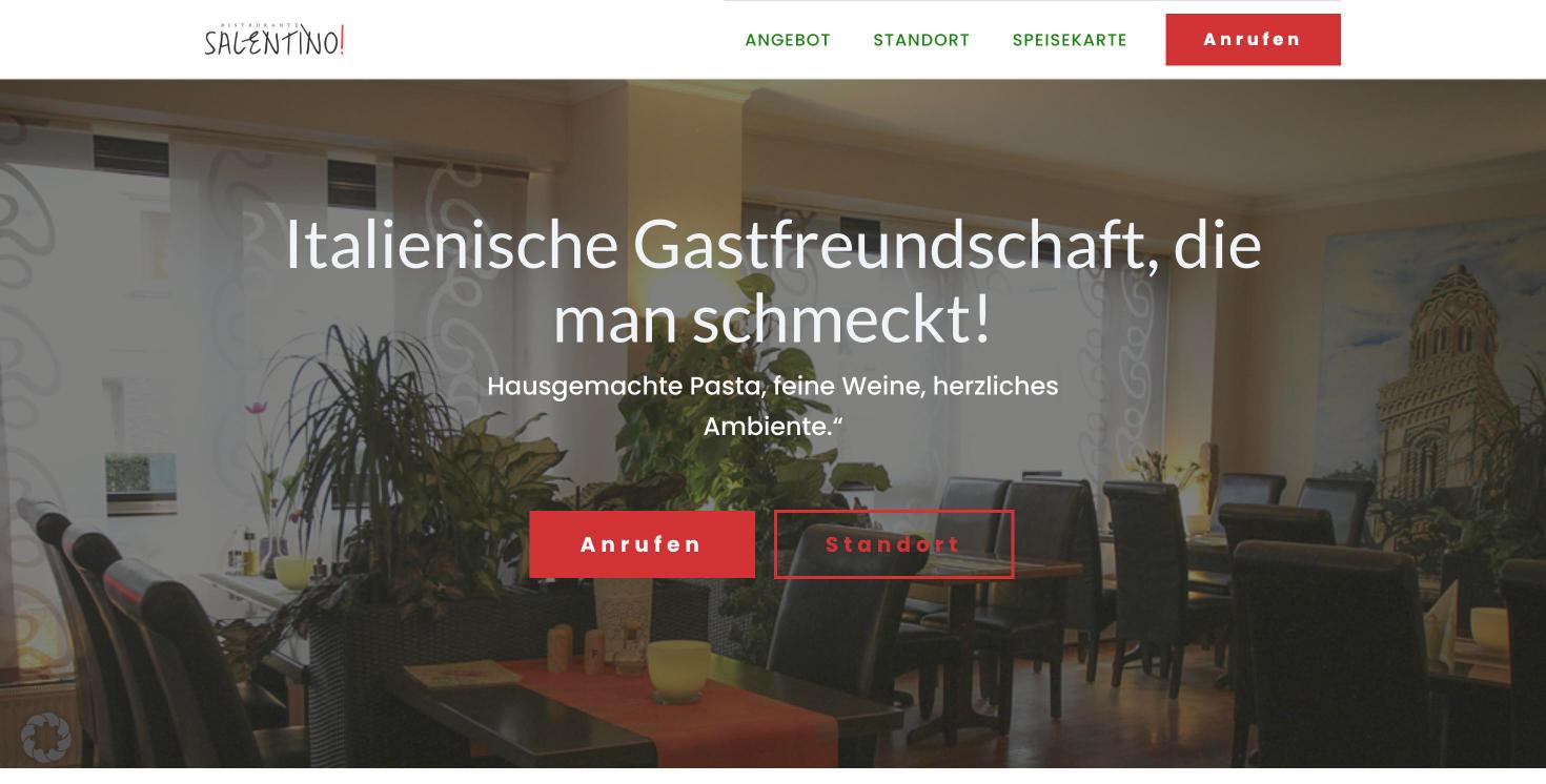 Website von Ristorante Salentino