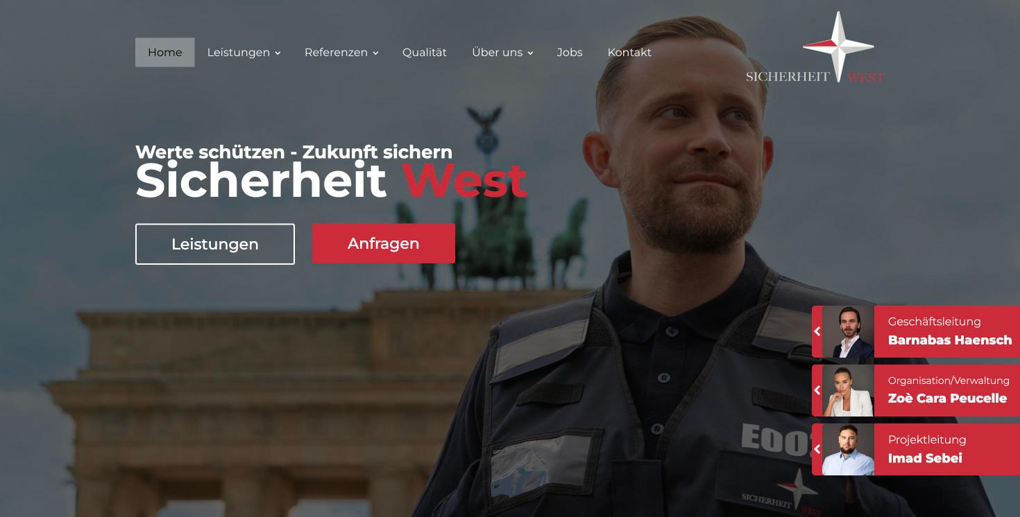Website von Sicherheit West